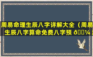 周易命理生辰八字详解大全（周易生辰八字算命免费八字预 🌼 测）